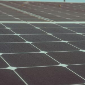 Detailed close-up of solar panels showcasing renewable energy potential and sustainability.